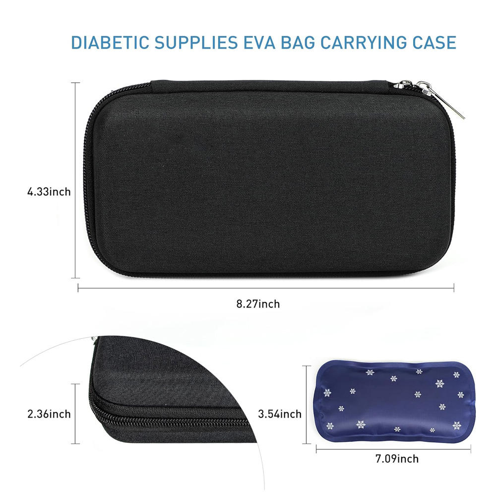 Black EVA Insulin Pen Case With Ice Pack